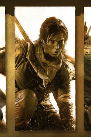 A collage of three box art covers featuring Lara Croft in a golden hue.