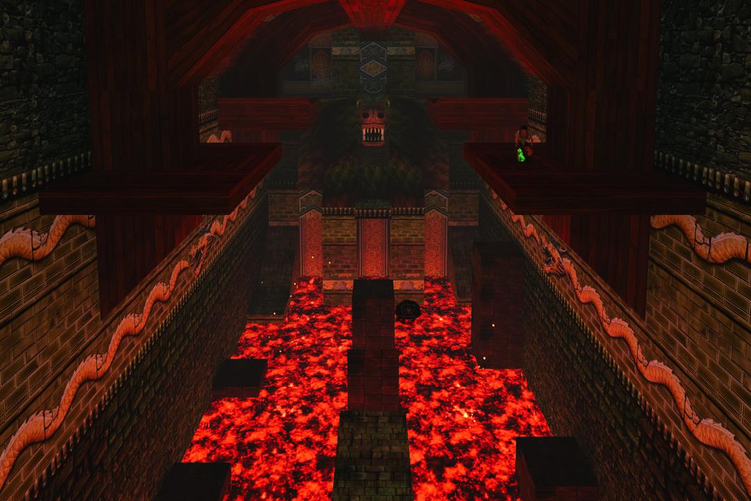 Lara picking up the jade dragon secret in the Temple of Xian